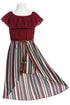 Girls Off-Shoulder Drawstring Striped Jumpsuit Dress 4-14 - SophiasStyle.com
